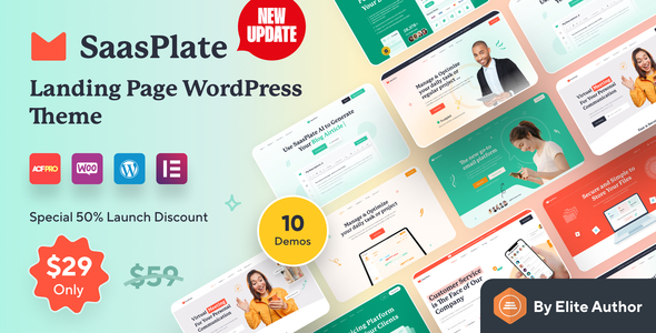 SaasPlate -  Creative SaaS and App Landing WordPress Theme